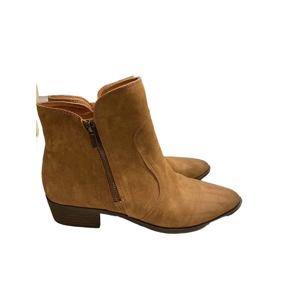 New Lucky Brand TAYTI Topogan Tan Point Toe Western Cowboy Boot Ankle Booties 12